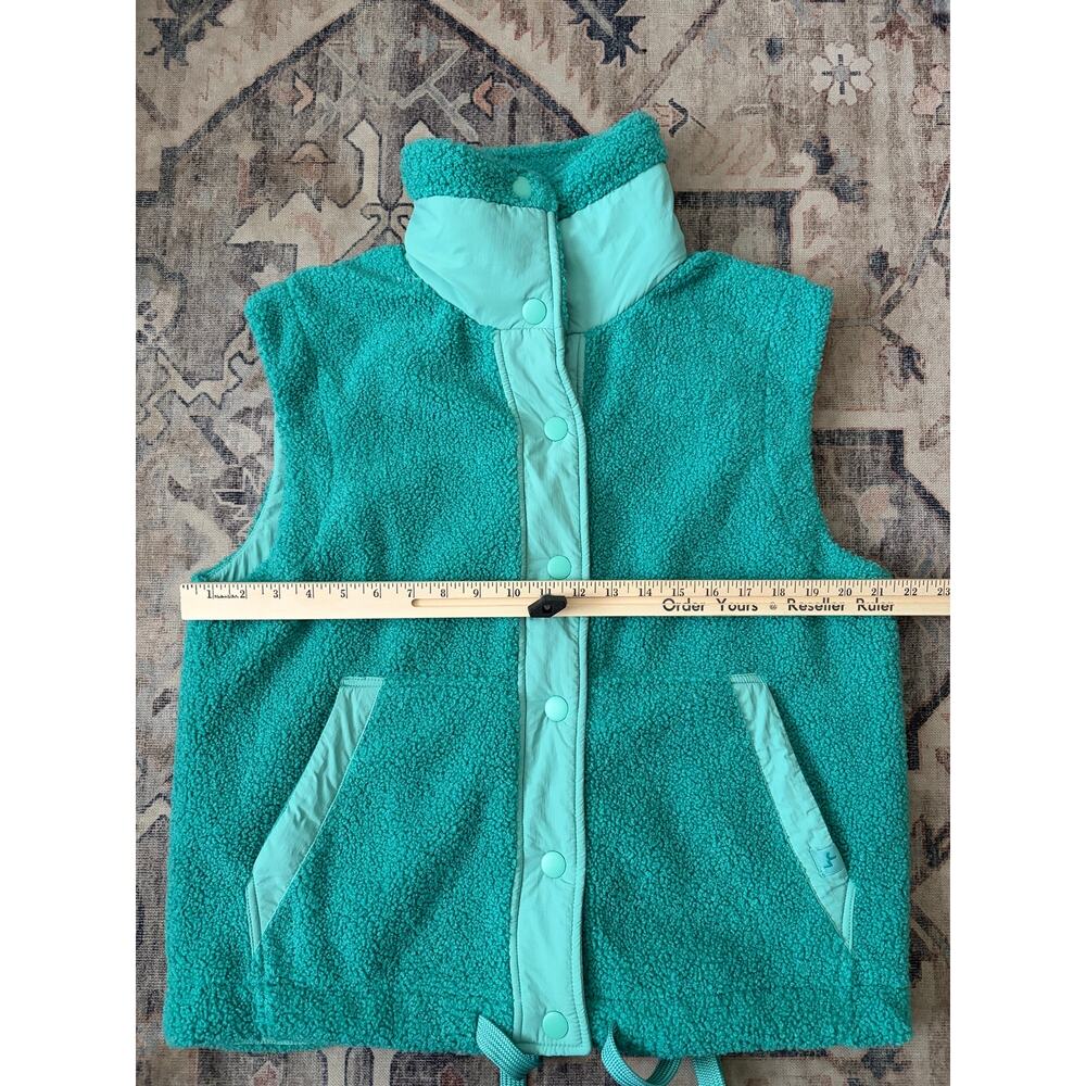 JoyLab Womens S High Pile Fleece Vest Turquoise Green Snap Front Sherpa - Picture 4 of 7